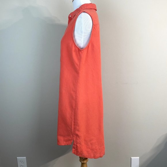 Workshop Republic Clothing Dress Medium Orange Linen Tencel Sleeveless Shift - Picture 7 of 12